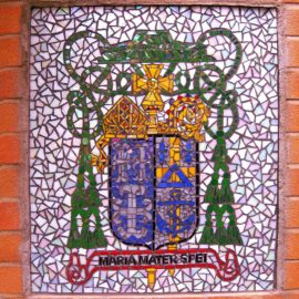 Catholic Coat of Arms Mosaic was created by Artist Bonnie Lee Turner for the entrance to St. Agatha's Church in Woonsocket, RI