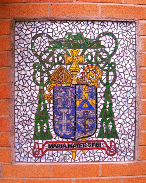 Catholic Coat of Arms Mosaic was created by Artist Bonnie Lee Turner for the entrance to St. Agatha's Church in Woonsocket, RI
