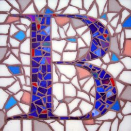 Mosaic Wayfinder or House Identifier, Glass Tile, Cement Substrate, 18″ x 18", by Artist Bonnie Lee Turner is art that marries form and function