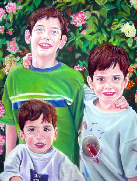 Three Brothers Pastel Portraits by Artist Bonnie Lee Turner