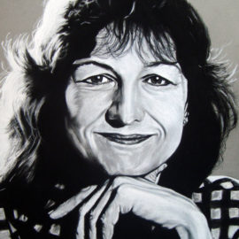 Claudine Schneider Portrait in Charcoal and Pastel by Artist Bonnie Lee Turner