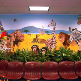 Serengeti Wild Animal Mural Painted by Bonnie Lee Turner and Charles C. Clear III of The Art Of Life