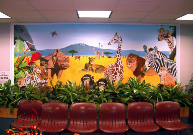 Serengeti Wild Animal Mural Painted by Bonnie Lee Turner and Charles C. Clear III of The Art Of Life