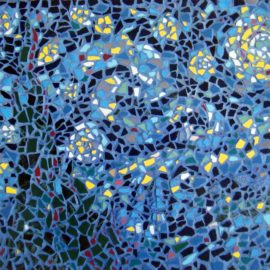 Starry Night Mosaic Pastiche by Artist Bonnie Lee Turner transforms Vincent Van Gogh's famous painting into a Mosaic work of art