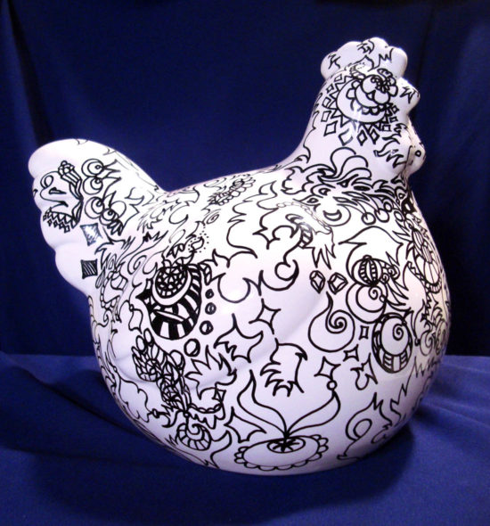 Funky Chicken Automatique Drawing on Artware by Artist Bonnie Lee Turner