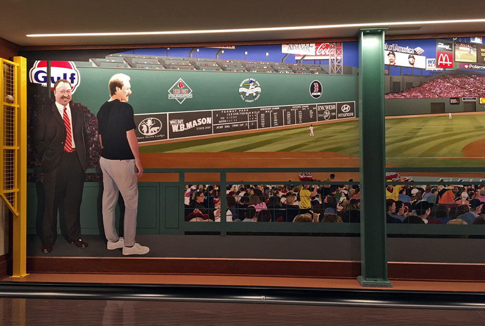 The Far Left Side of the Red Sox Mural features Life Size Portraits of Jerry Remy and Wade Boggs, plus a View of The Green Monster 