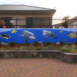 Dolphin Mural with Tropical Fish by Artists Bonnie Lee Turner and Charles C. Clear III