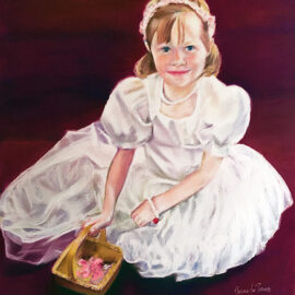 Pastel Portrait of Flower Girl at a Wedding