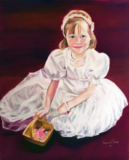 Pastel Portrait of Flower Girl at a Wedding
