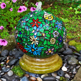 Mosaic Memorial Fountain Garden Sculpture by Artist Bonnie Lee Turner